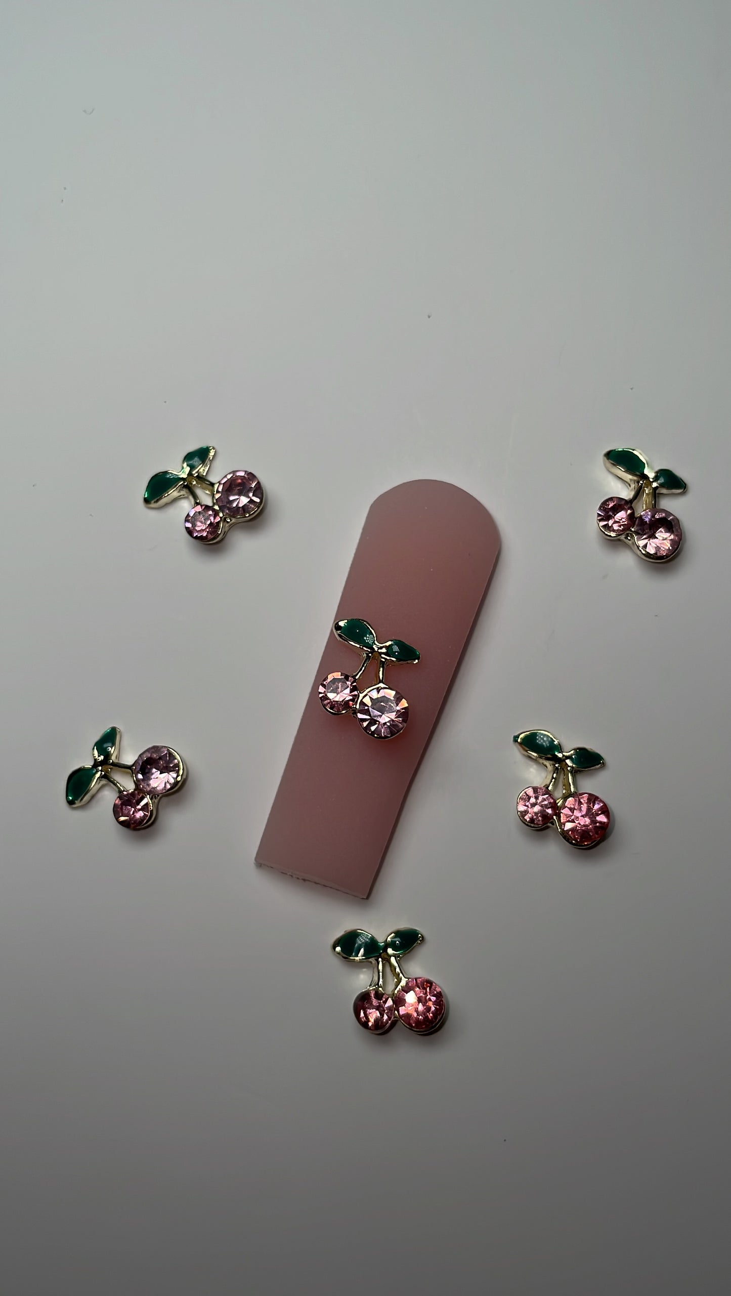 (Gold) Pink cherry gems [6pcs]